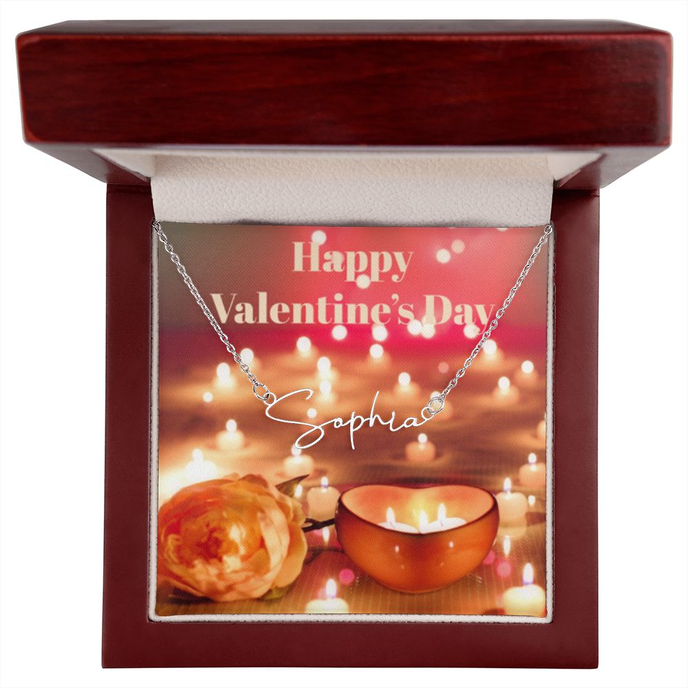 Happy Valentine's Day Signature Name Necklace