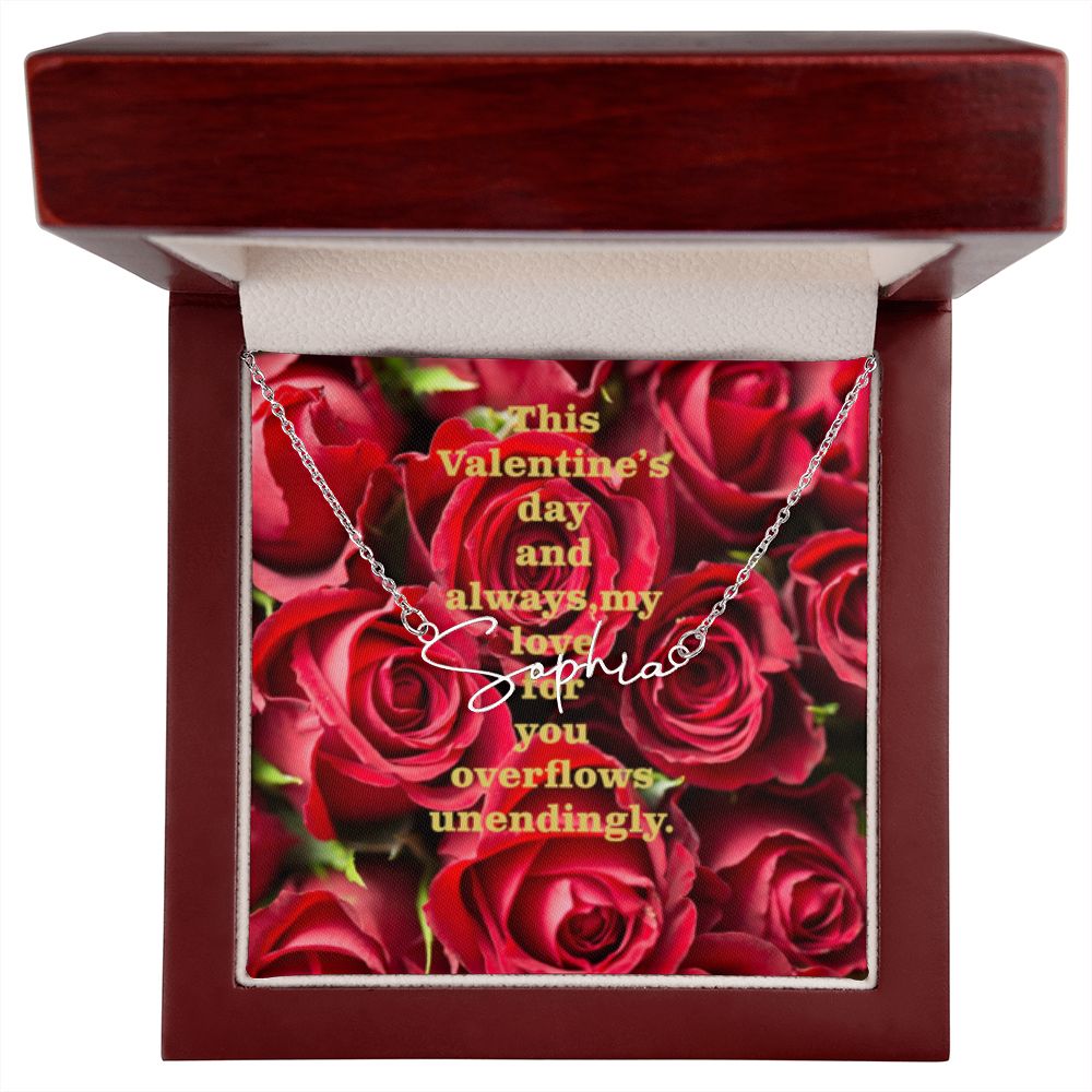 Happy Valentine's Day Signature Name Necklace