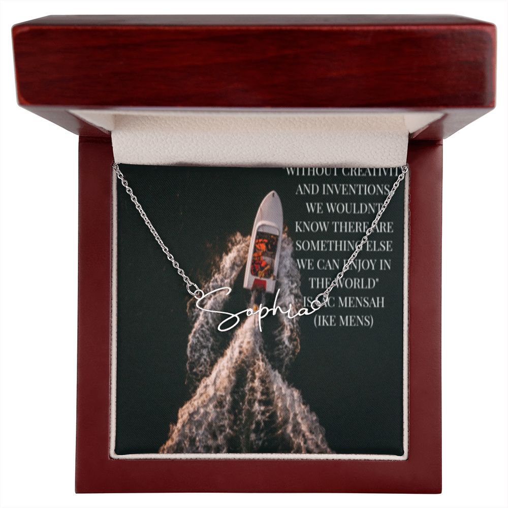 IKE MENS Quote Signature Name Necklace