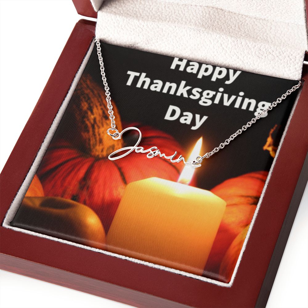 Happy Thanksgiving Day Signature Name Necklace
