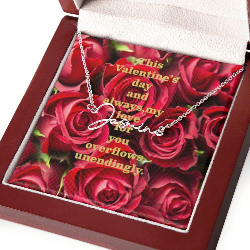 Happy Valentine's Day Signature Name Necklace
