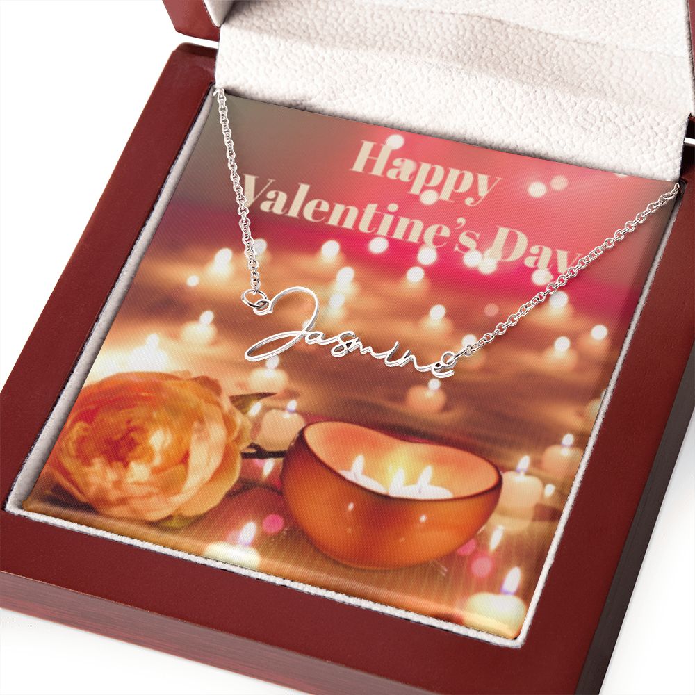 Happy Valentine's Day Signature Name Necklace