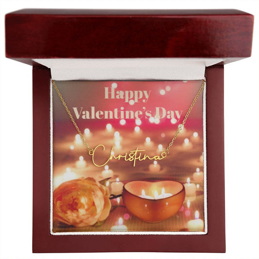 Happy Valentine's Day Signature Name Necklace
