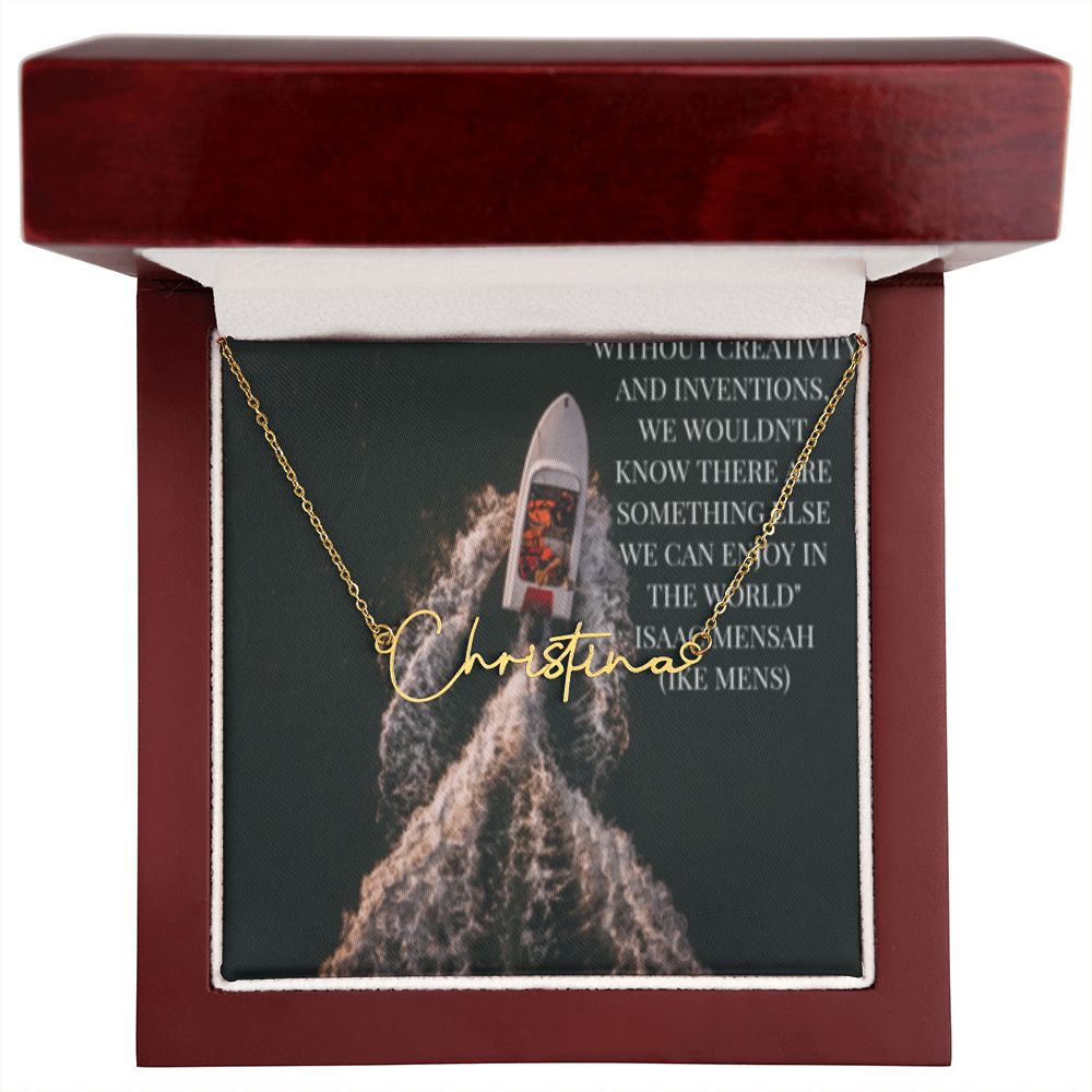 IKE MENS Quote Signature Name Necklace