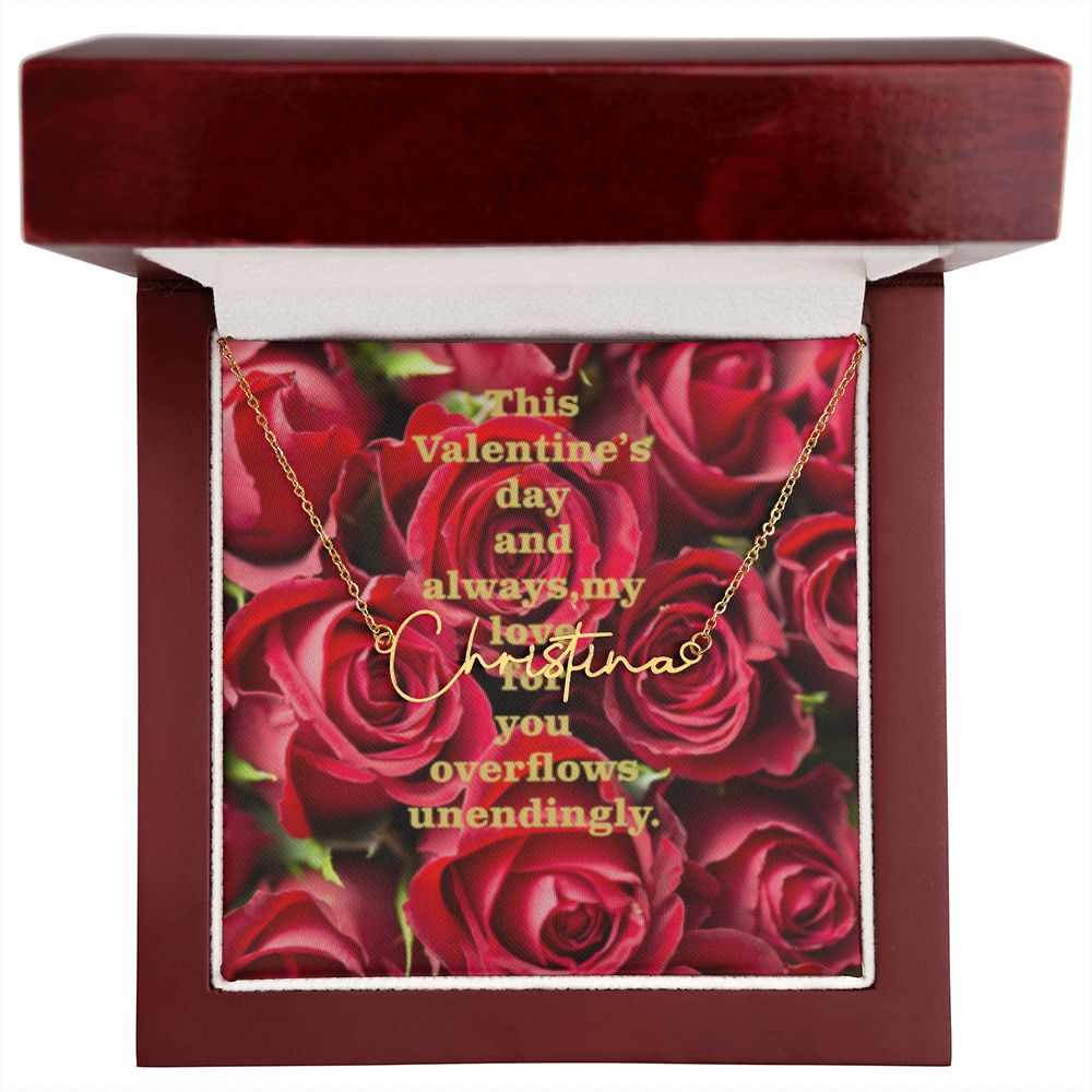 Happy Valentine's Day Signature Name Necklace
