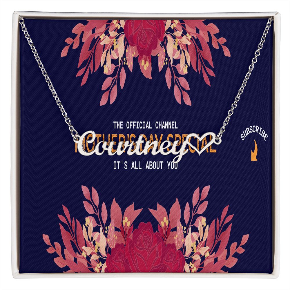 Happy Mother's Day Name +Heart Necklace