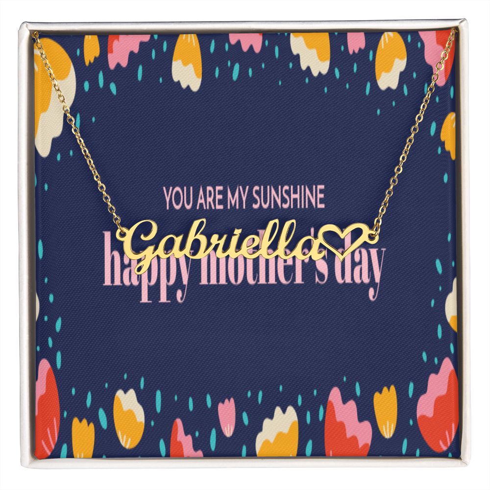 Happy Mother's Day Name +Heart Necklace