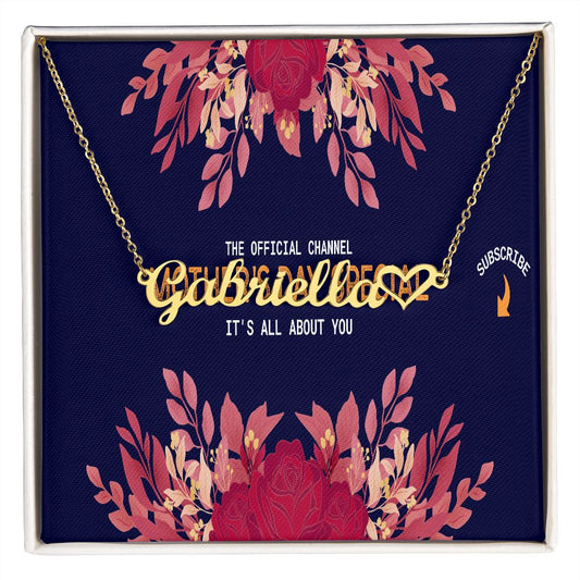 Happy Mother's Day Name +Heart Necklace