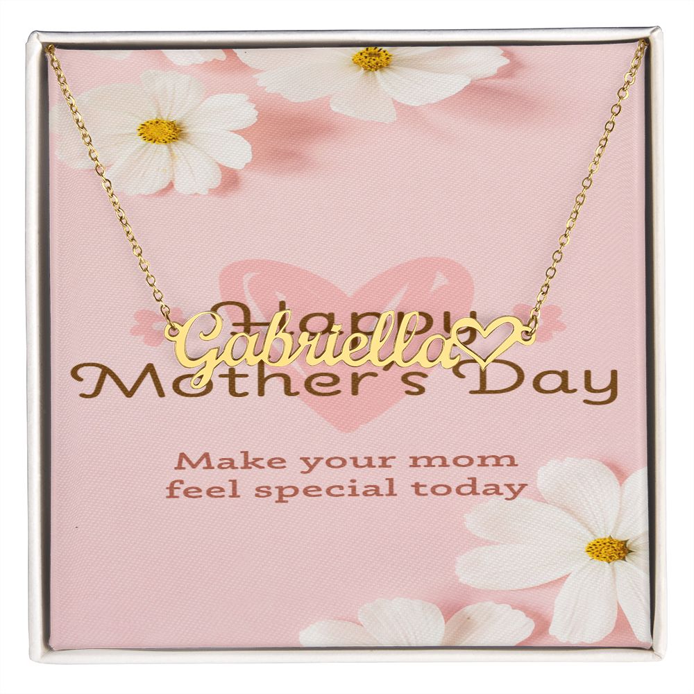 Happy Mother's Day Name and Heart Necklace