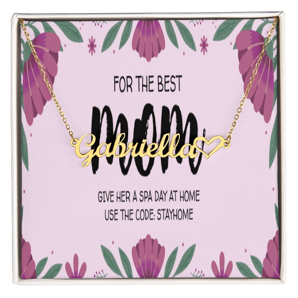 Happy Mother's Day Name +Heart Necklace