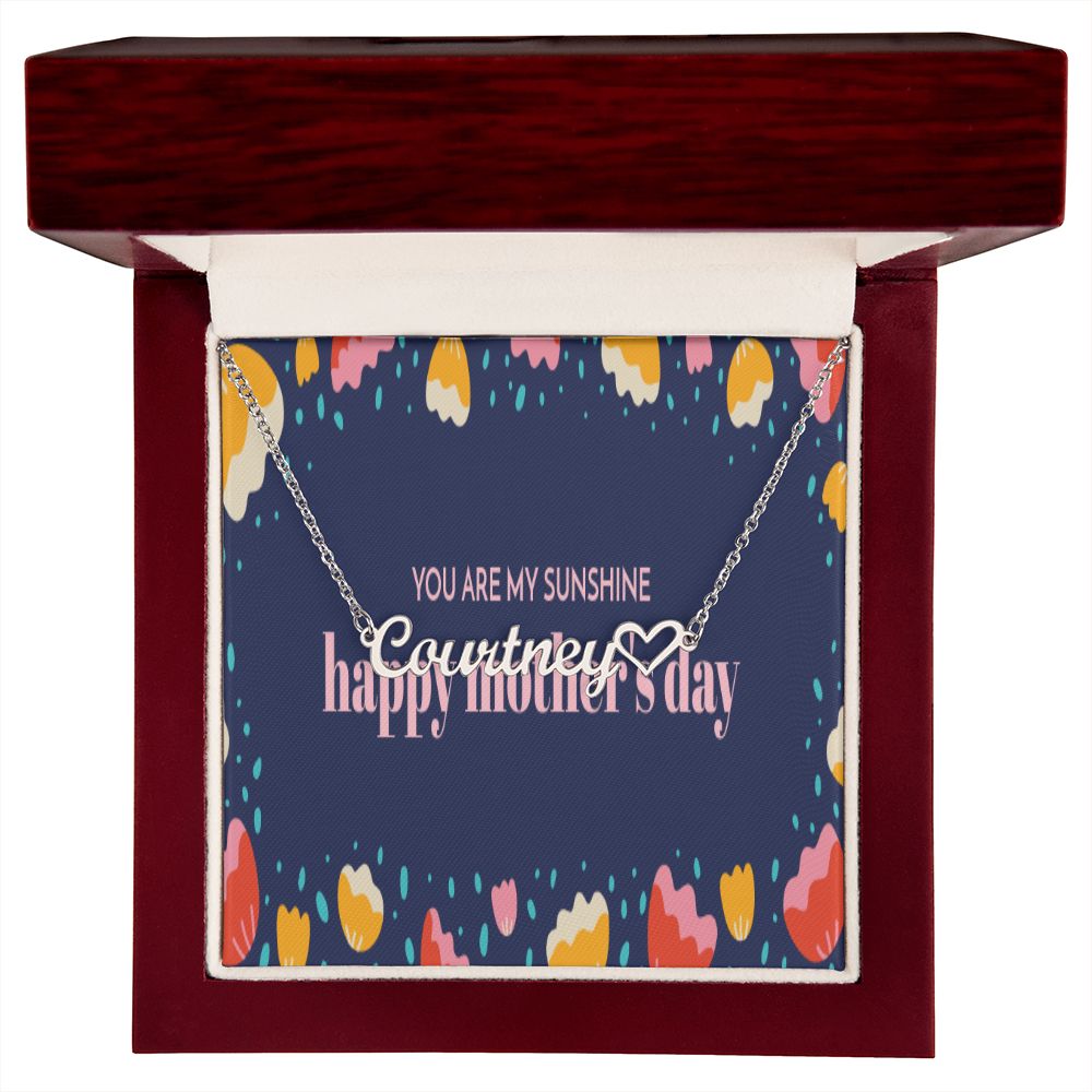 Happy Mother's Day Name +Heart Necklace