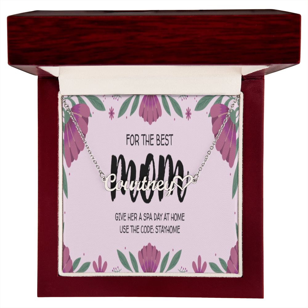 Happy Mother's Day Name +Heart Necklace