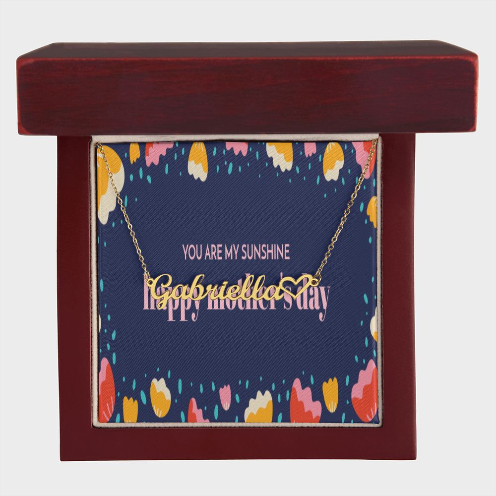 Happy Mother's Day Name +Heart Necklace
