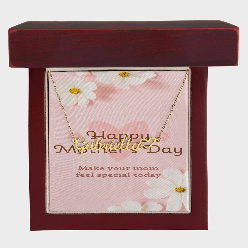 Happy Mother's Day Name and Heart Necklace