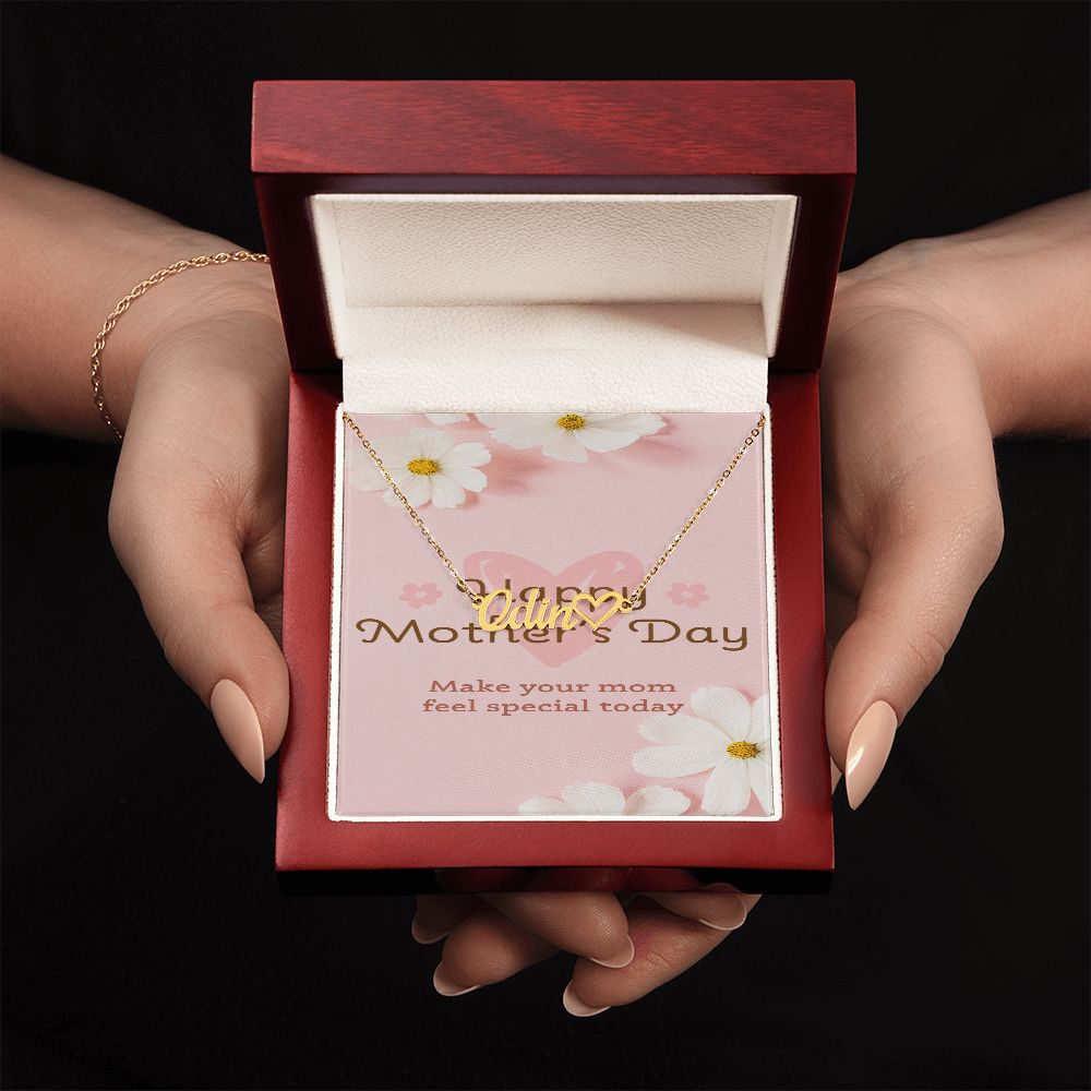 Happy Mother's Day Name and Heart Necklace