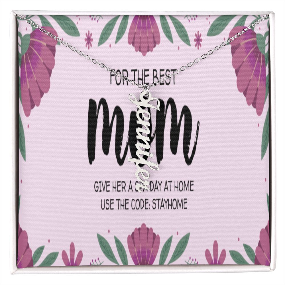 Happy Mother's Day Vertical Name Necklace