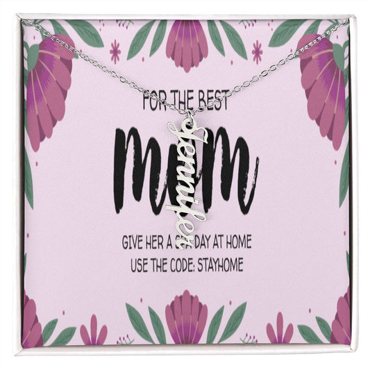 Happy Mother's Day Vertical Name Necklace