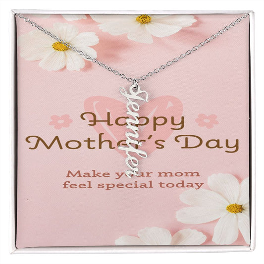 Happy Mother's Day Vertical Name Necklace