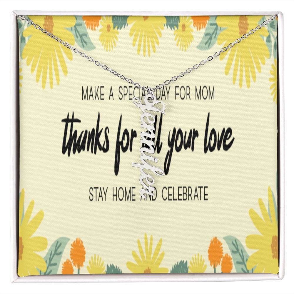 Happy Mother's Day Vertical Name Necklace