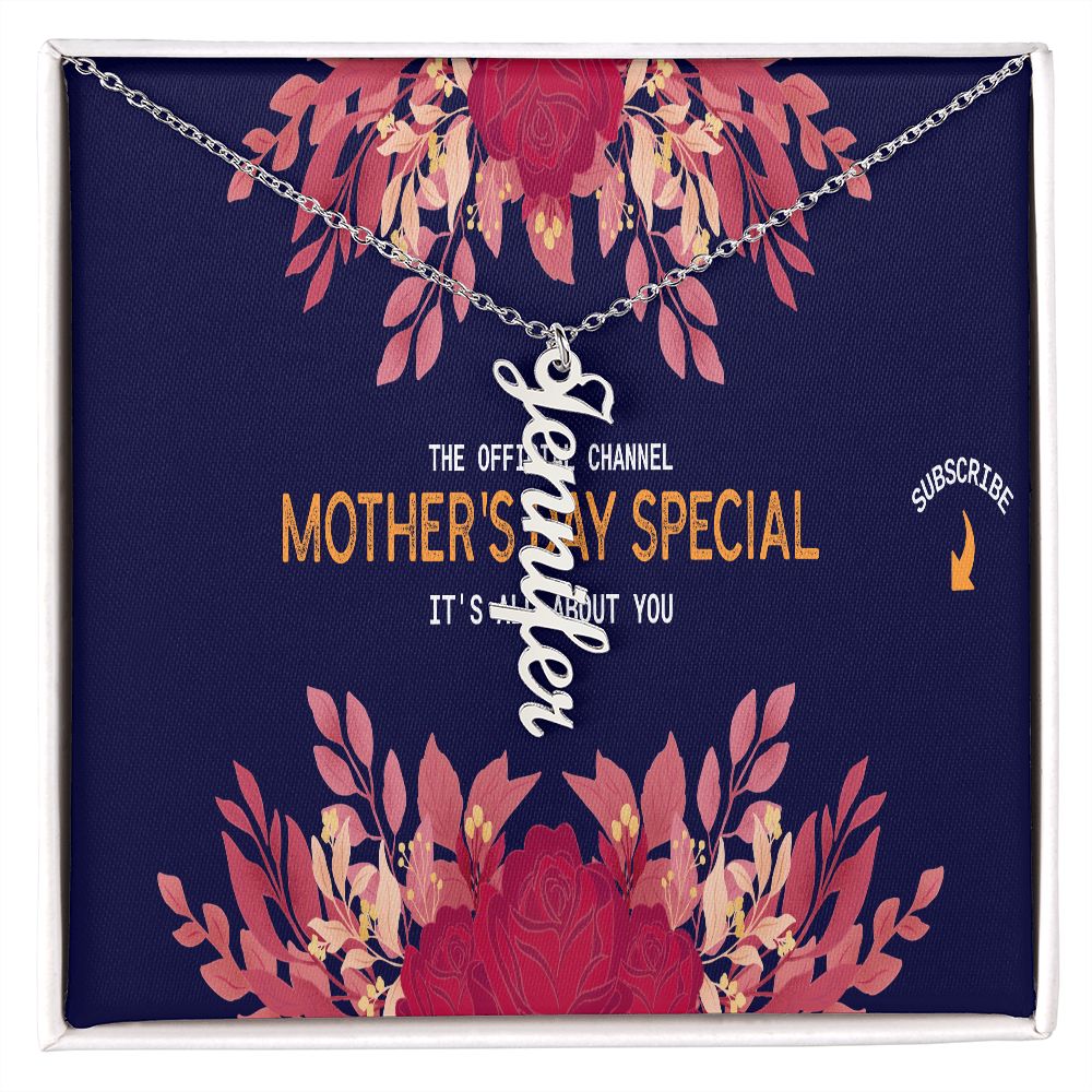 Happy Mother's Day Vertical Name Necklace