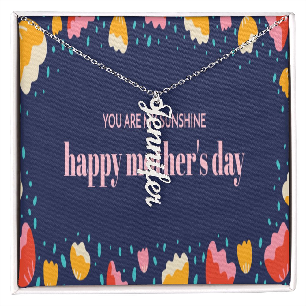 Happy Mother's Day Vertical Name Necklace