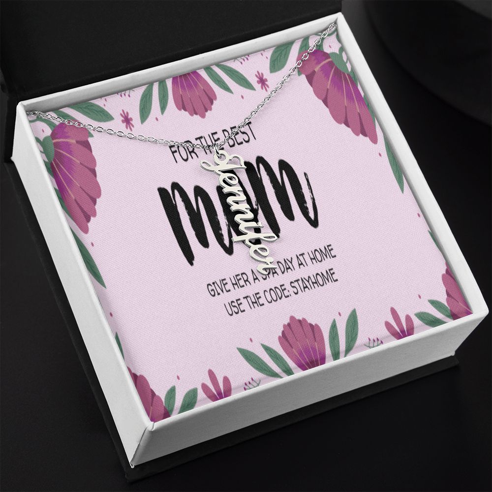 Happy Mother's Day Vertical Name Necklace