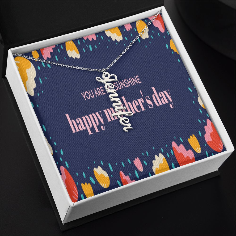 Happy Mother's Day Vertical Name Necklace