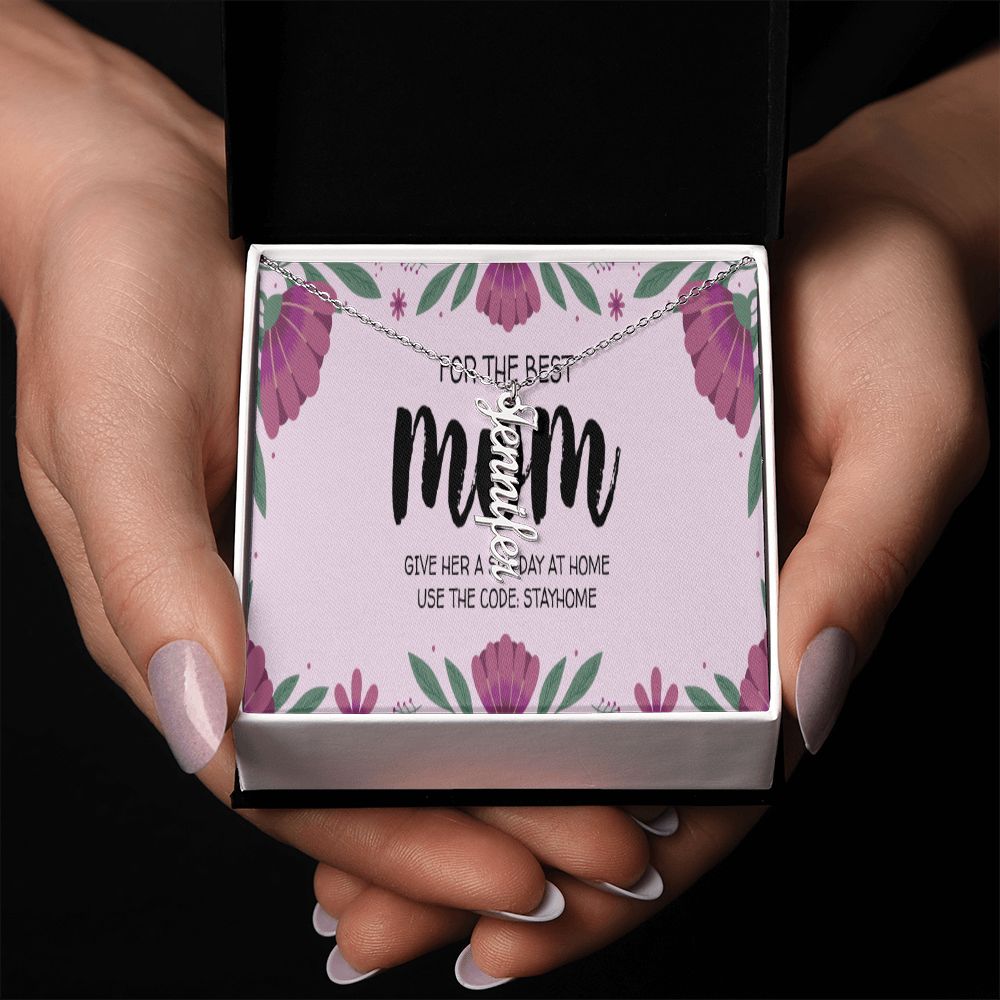 Happy Mother's Day Vertical Name Necklace