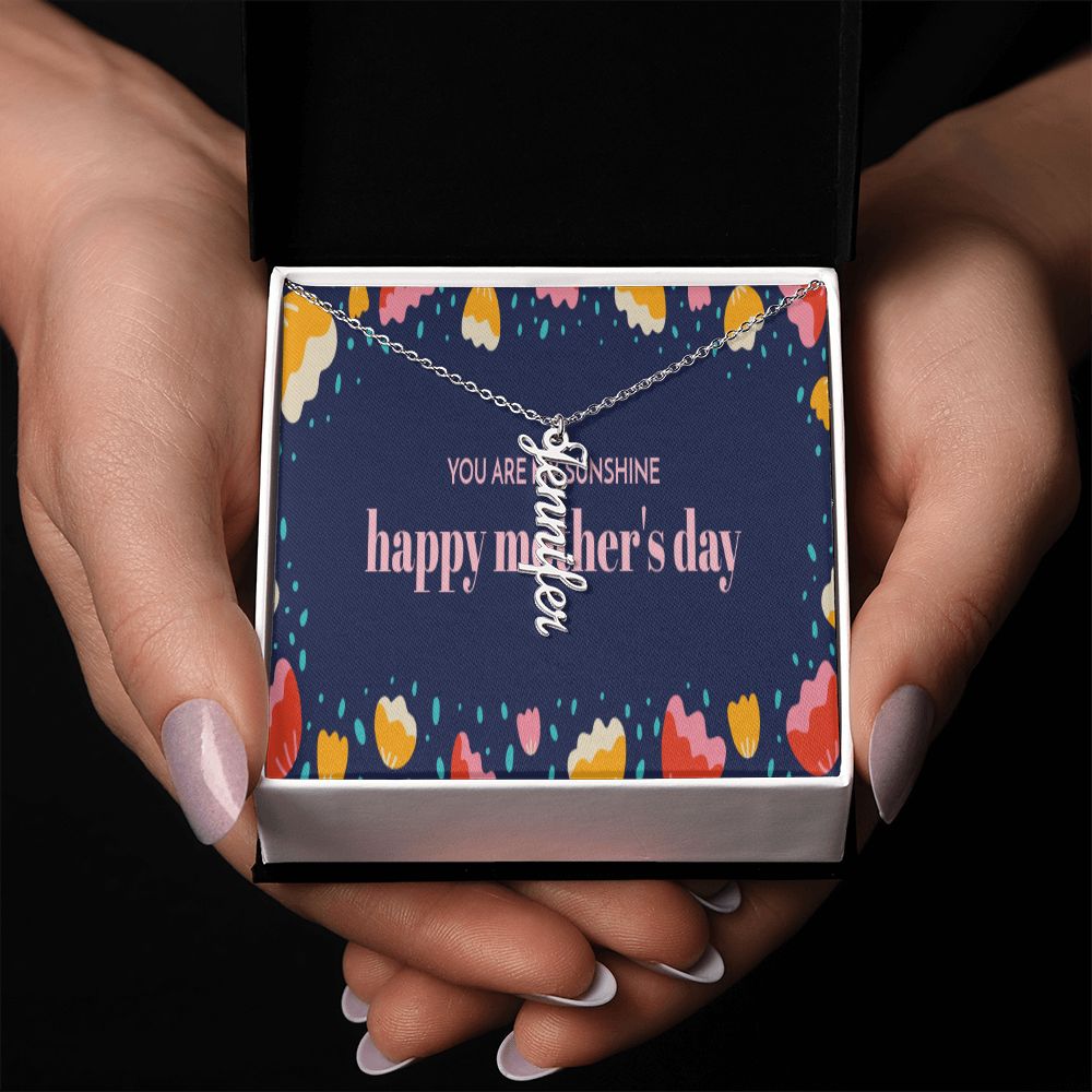 Happy Mother's Day Vertical Name Necklace