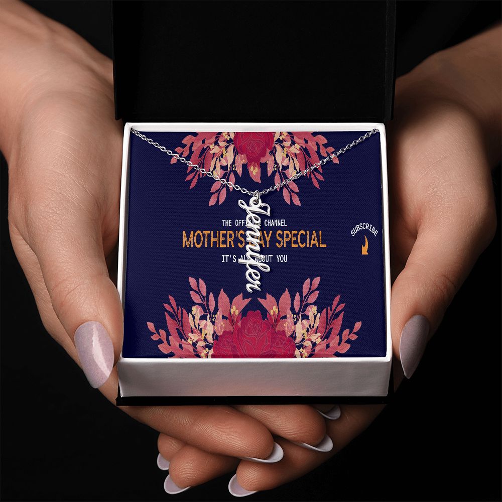 Happy Mother's Day Vertical Name Necklace