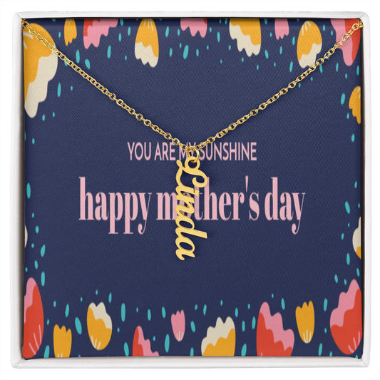 Happy Mother's Day Vertical Name Necklace