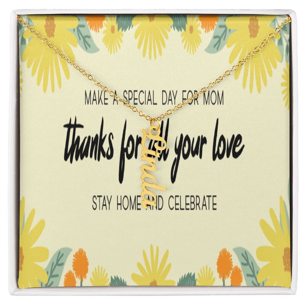 Happy Mother's Day Vertical Name Necklace