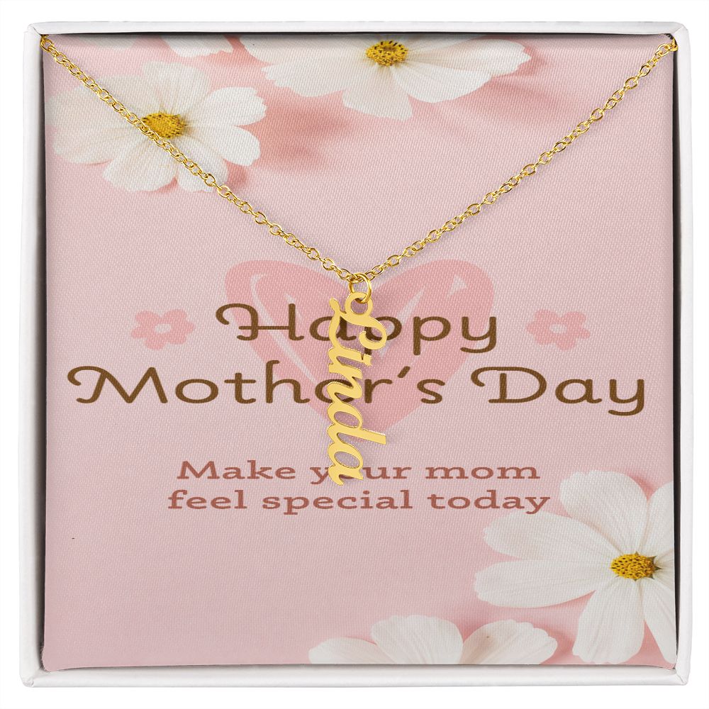 Happy Mother's Day Vertical Name Necklace