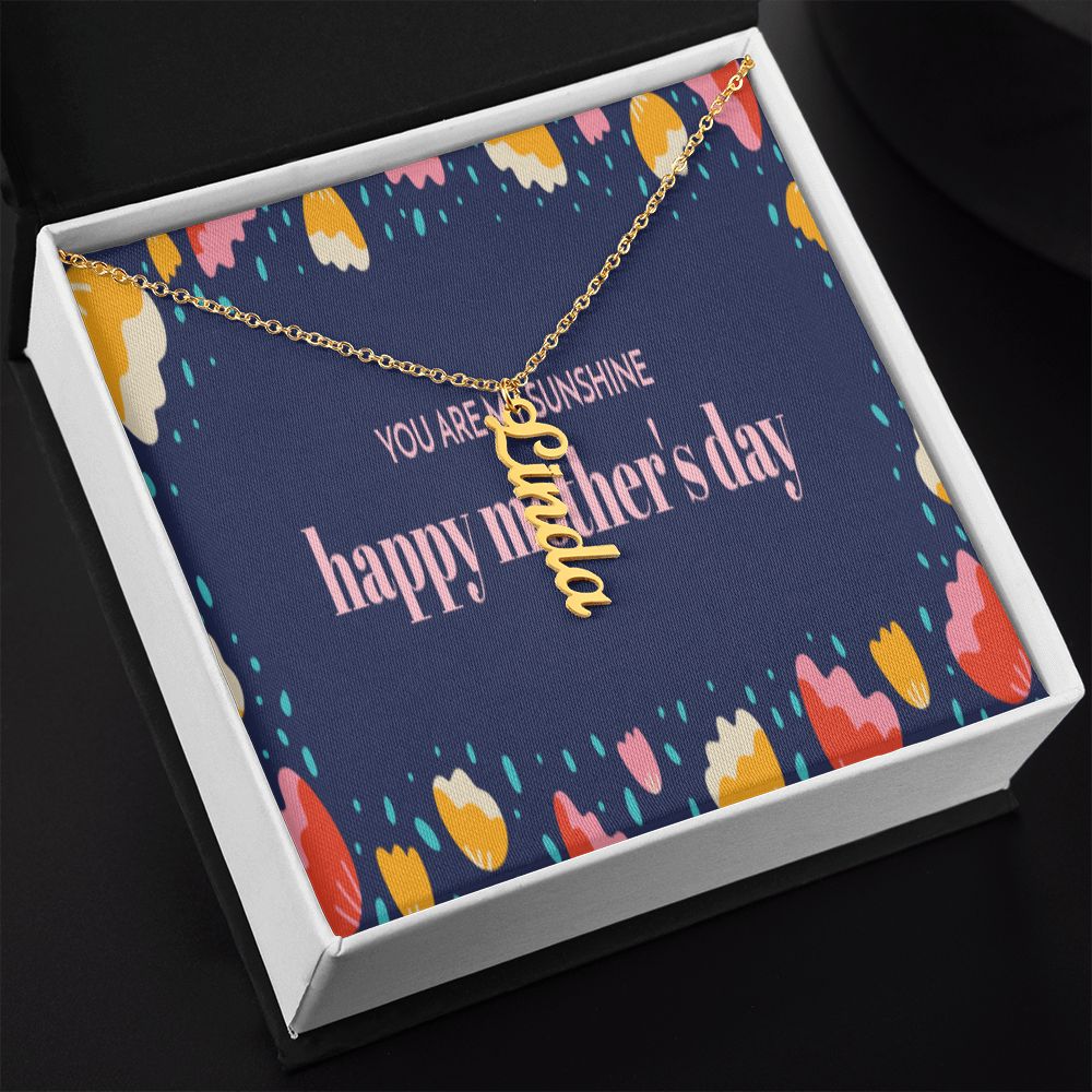 Happy Mother's Day Vertical Name Necklace