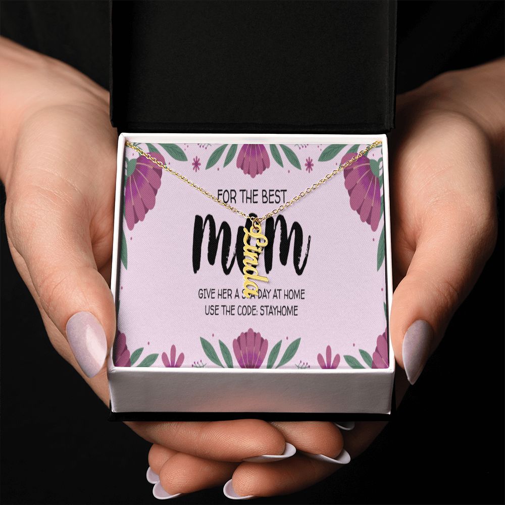 Happy Mother's Day Vertical Name Necklace