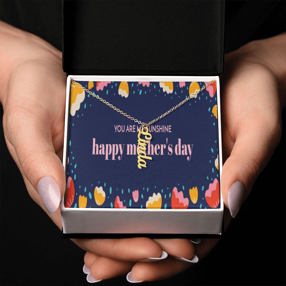 Happy Mother's Day Vertical Name Necklace
