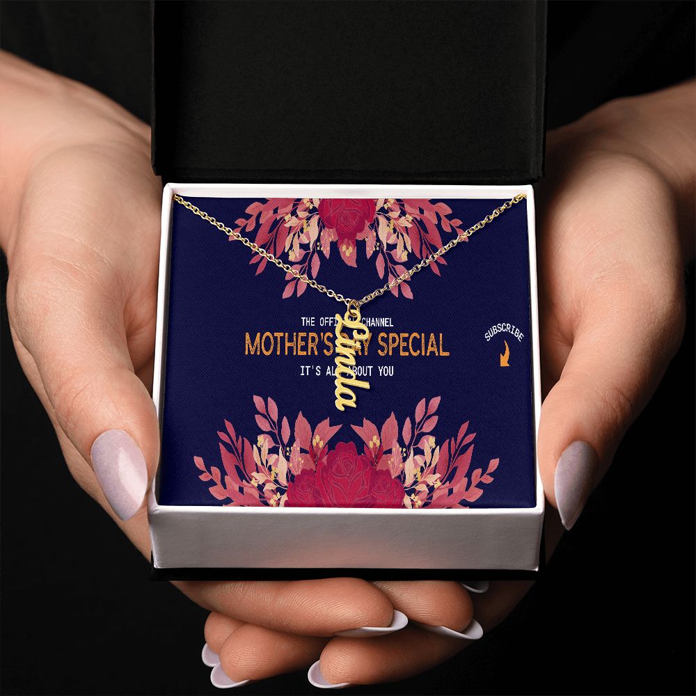Happy Mother's Day Vertical Name Necklace
