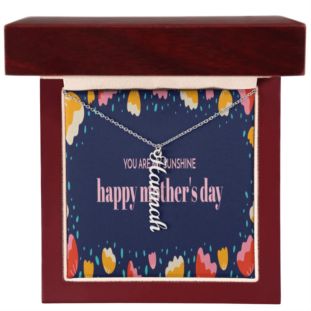 Happy Mother's Day Vertical Name Necklace
