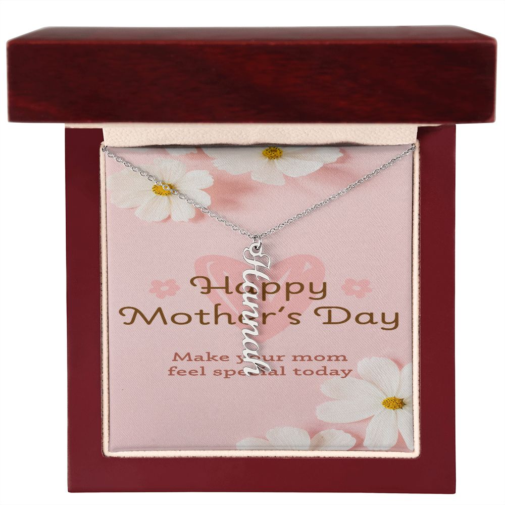 Happy Mother's Day Vertical Name Necklace