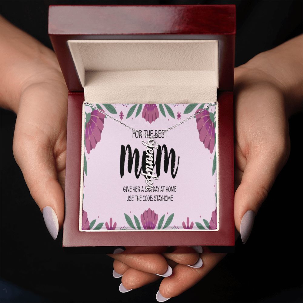 Happy Mother's Day Vertical Name Necklace