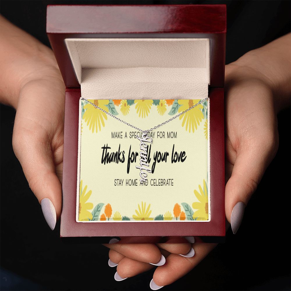 Happy Mother's Day Vertical Name Necklace