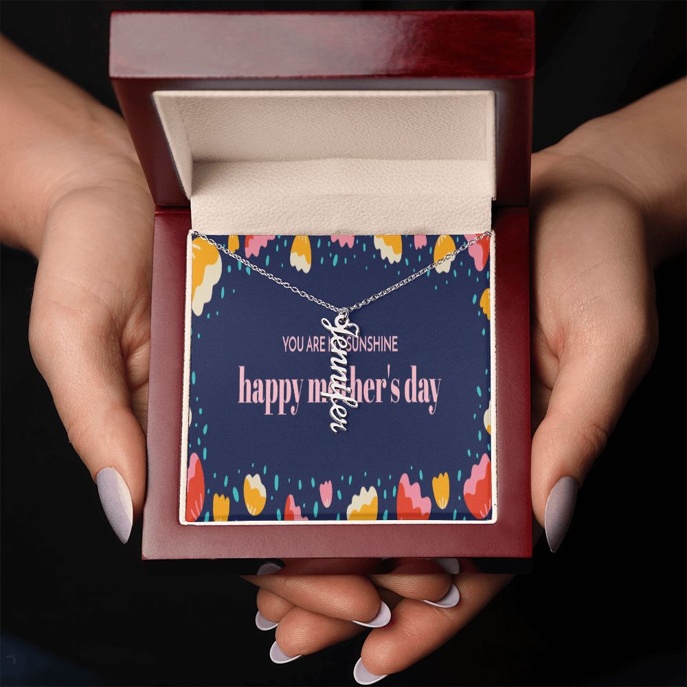 Happy Mother's Day Vertical Name Necklace
