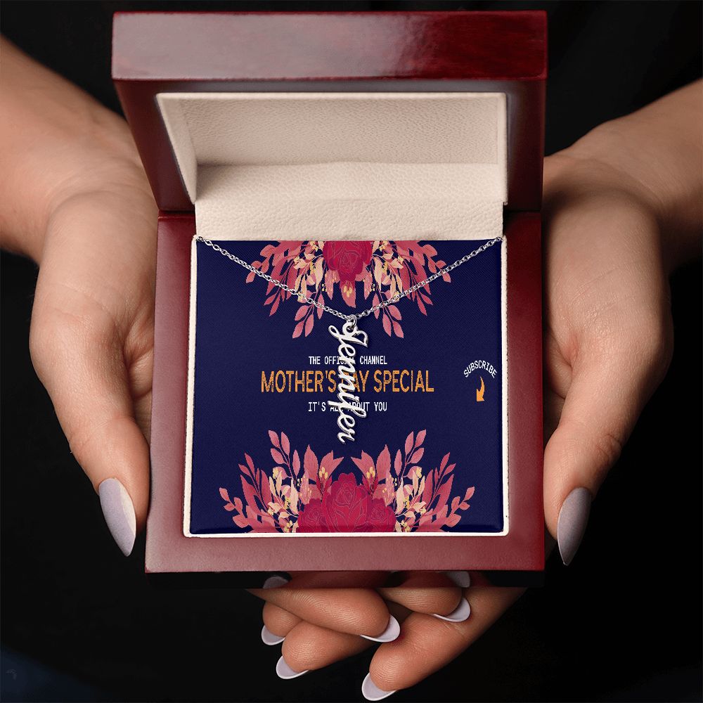 Happy Mother's Day Vertical Name Necklace