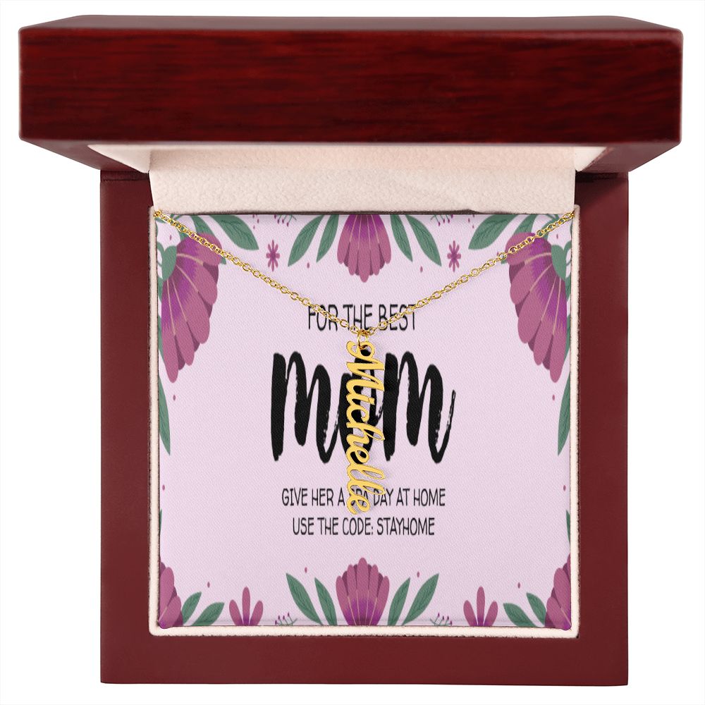 Happy Mother's Day Vertical Name Necklace