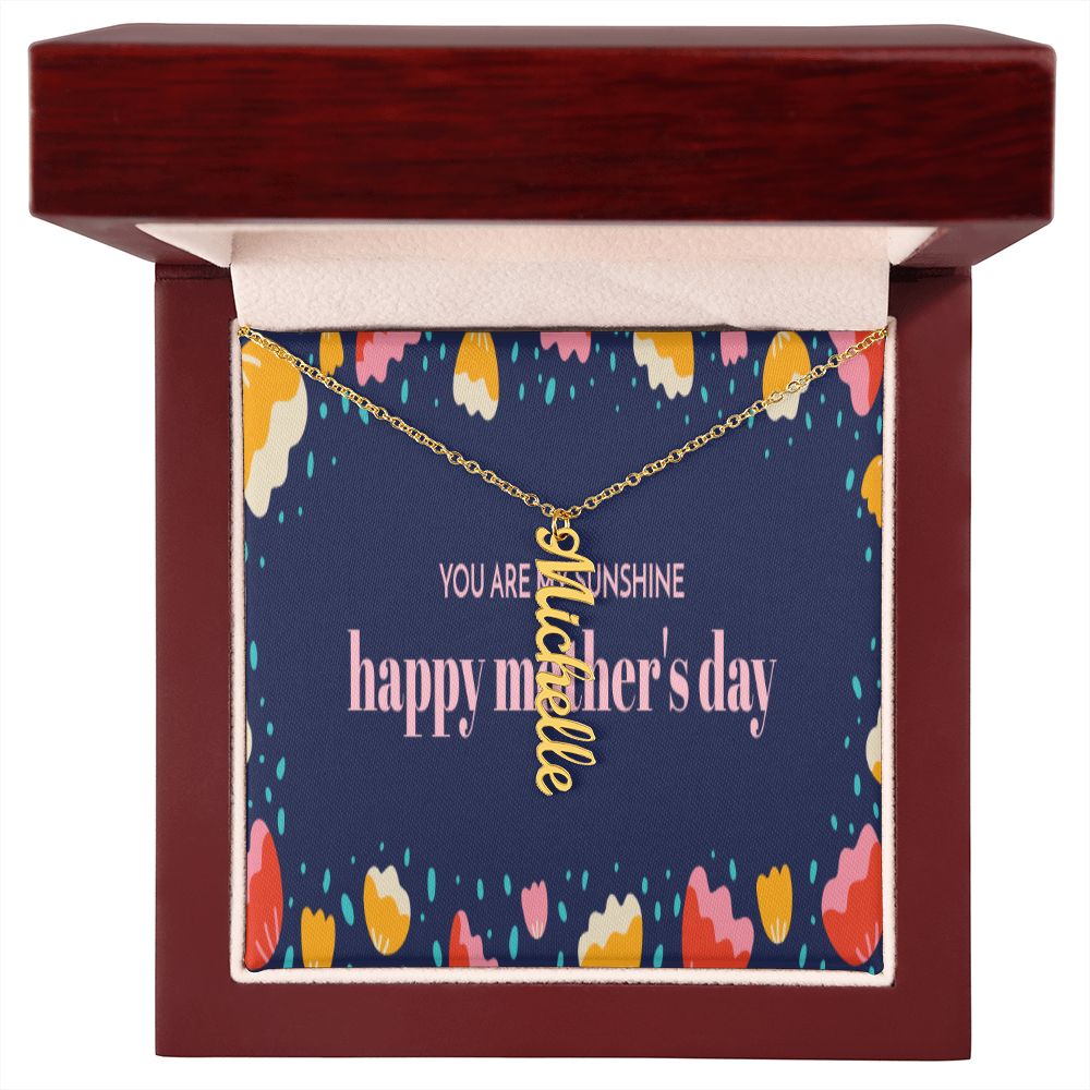 Happy Mother's Day Vertical Name Necklace