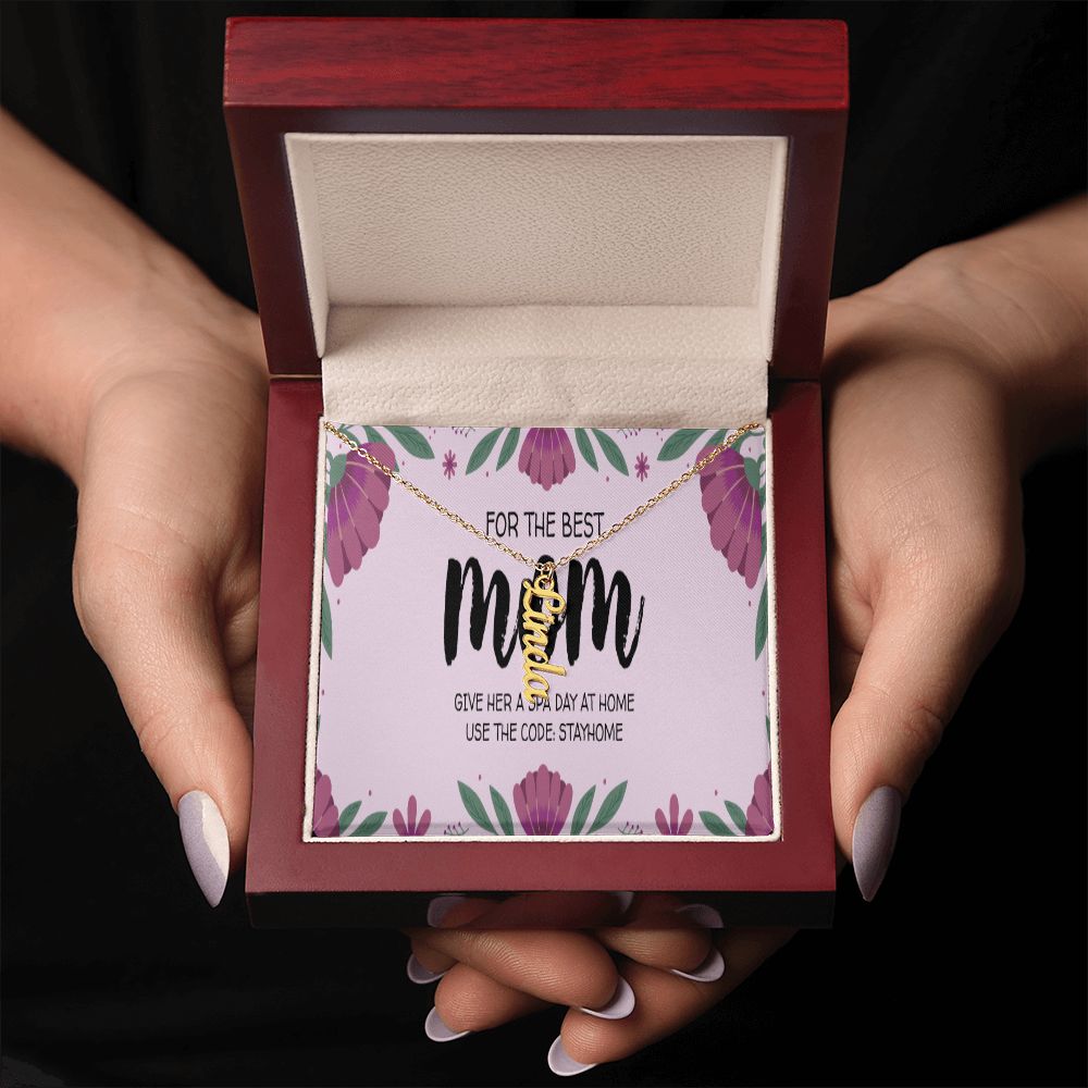 Happy Mother's Day Vertical Name Necklace