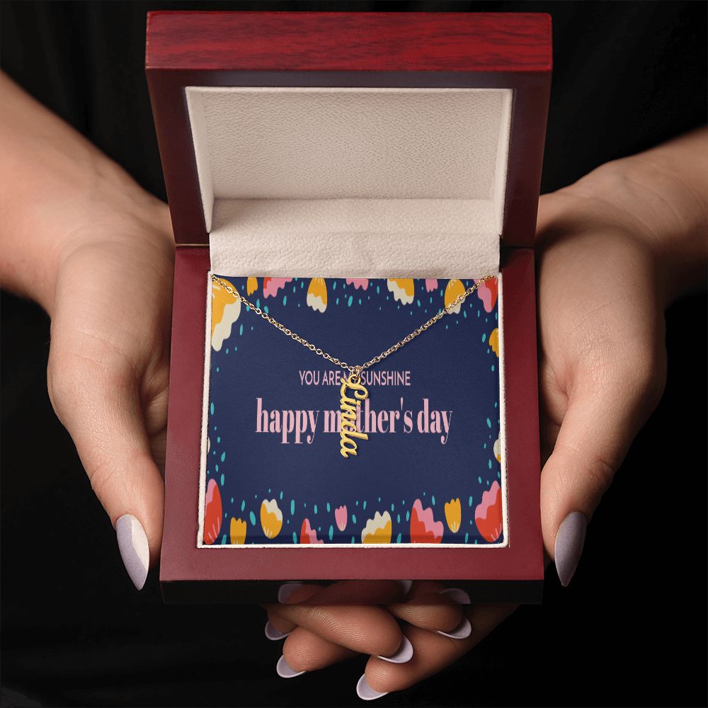 Happy Mother's Day Vertical Name Necklace