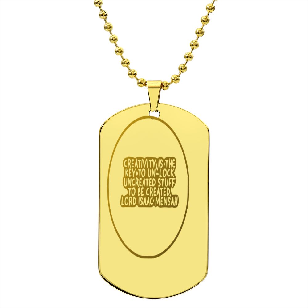 IKE MENS Quote Engraved Dog Tag Necklace
