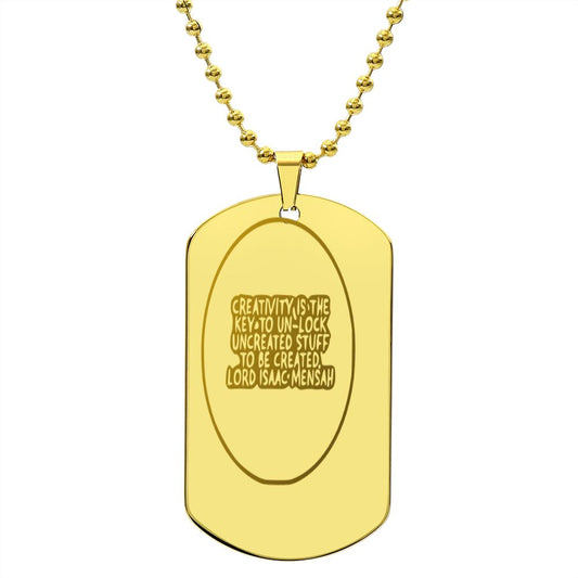 IKE MENS Quote Engraved Dog Tag Necklace