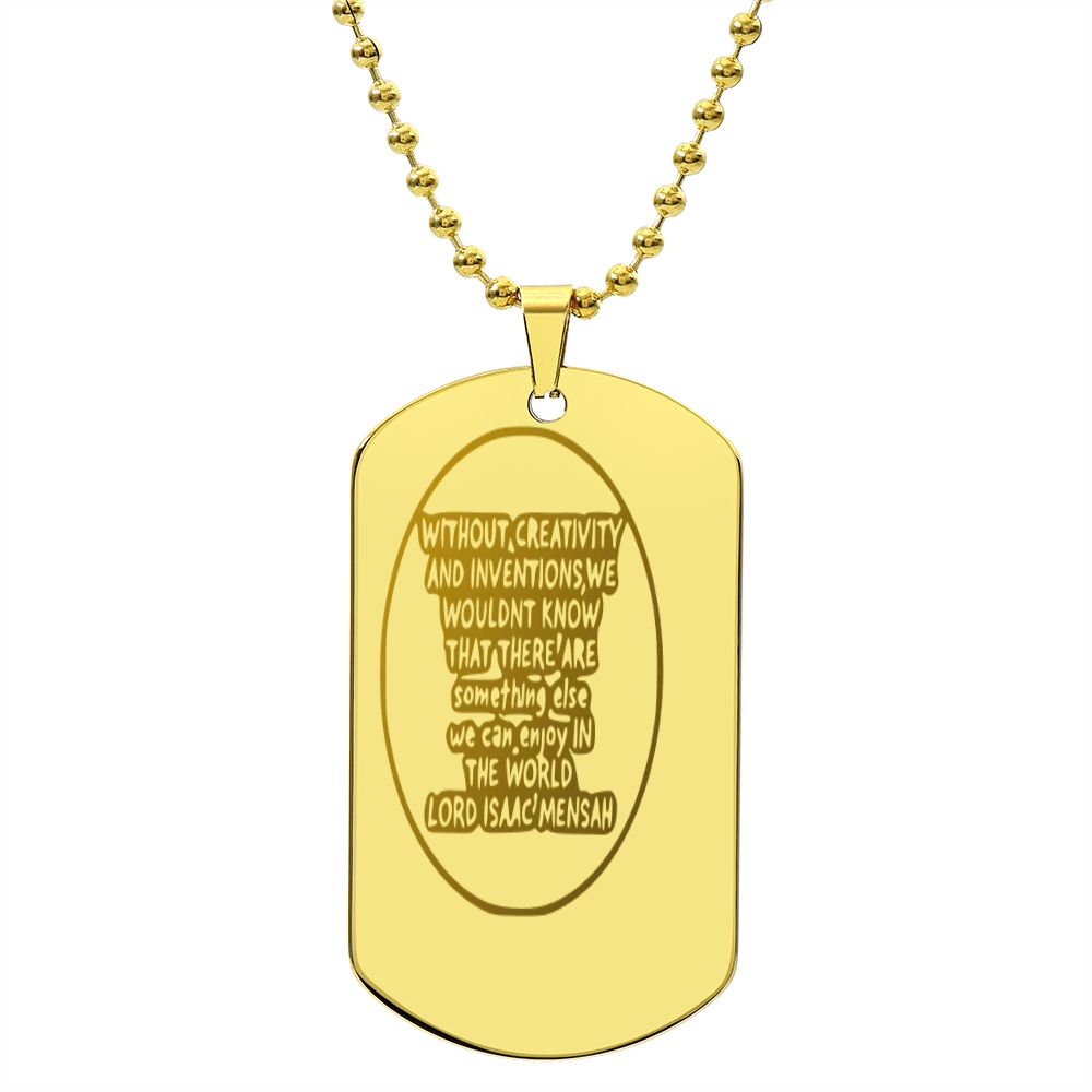 IKE MENS Quote Engraved Dog Tag Necklace
